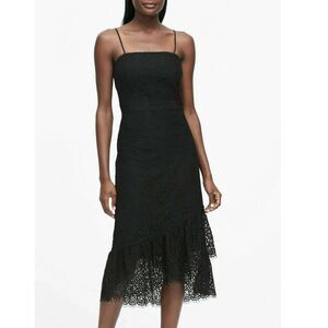 NEW Banana Republic Lace Sheath Dress Women Size 6 Black #493344 Ruffle